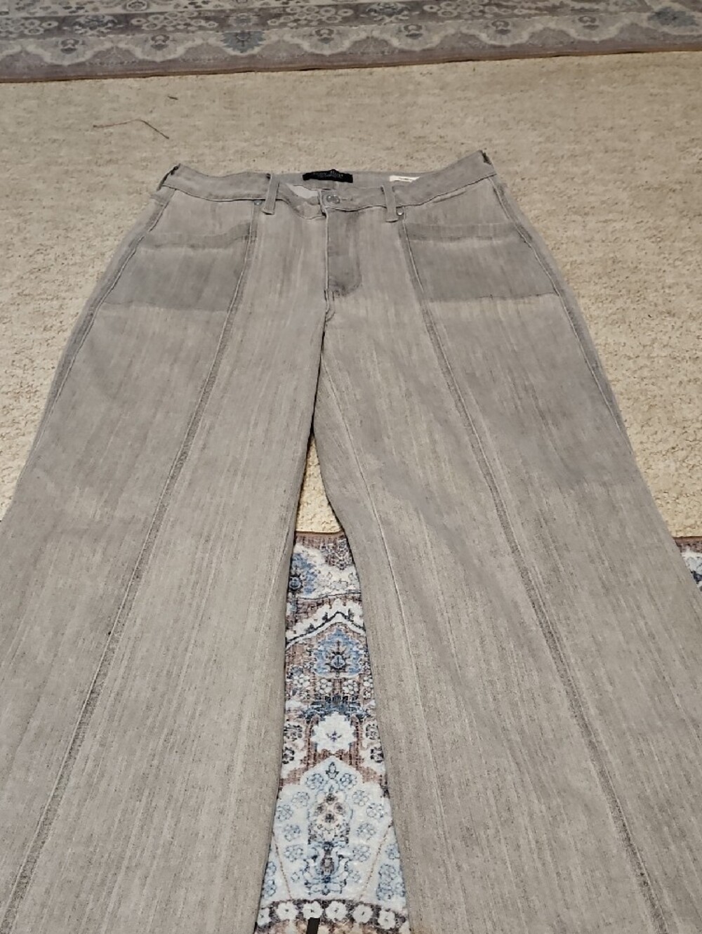 Judy Blue Light Gray Wide-Leg Flare Jeans with Front Seam Detail - Picture 2 of 10